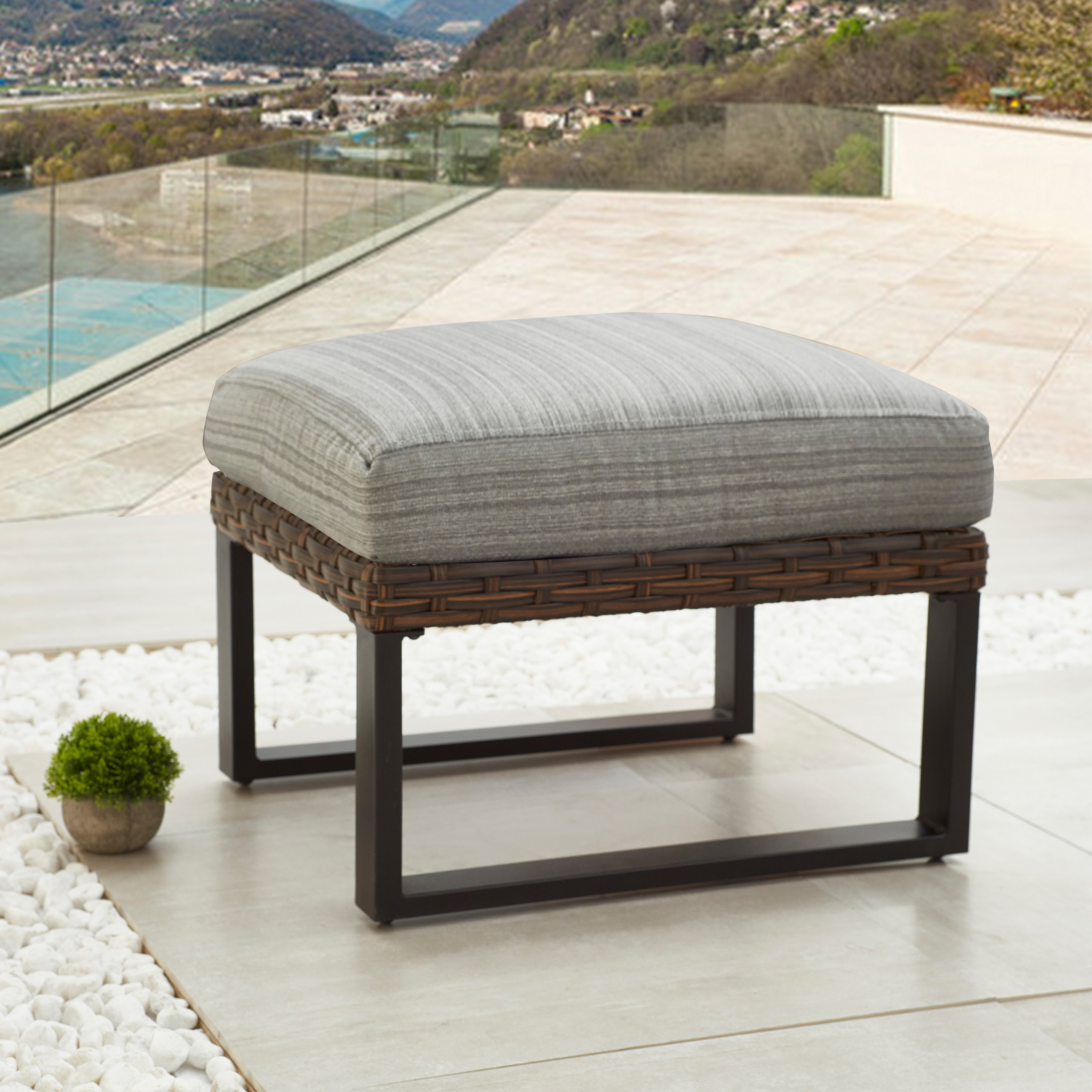 Steelside Moby Outdoor Ottoman with Cushion Reviews Wayfair